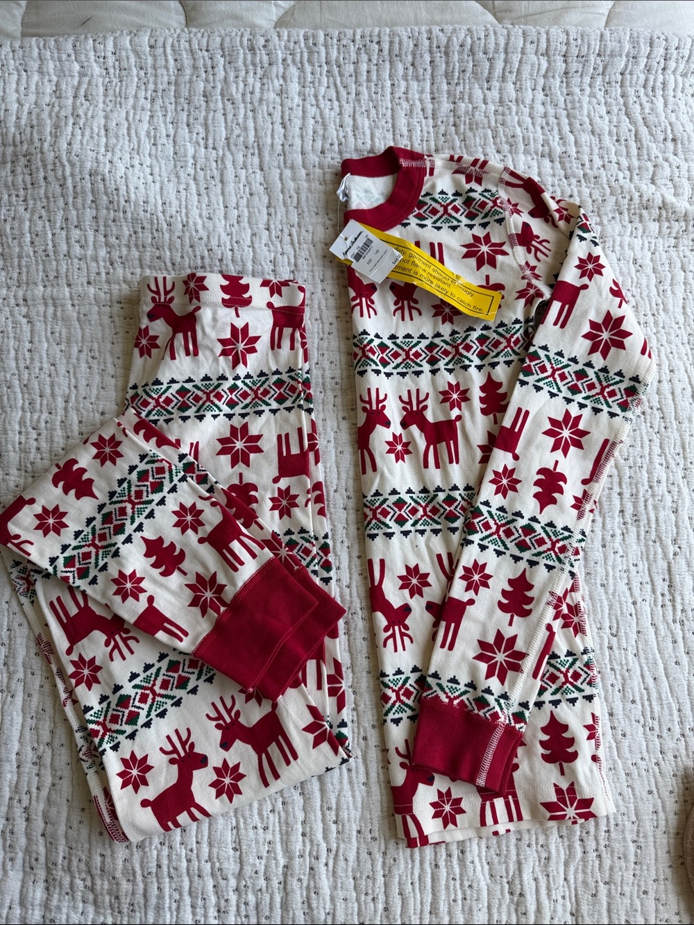 Hanna Andersson Red & White Reindeer Holiday Pajama Set